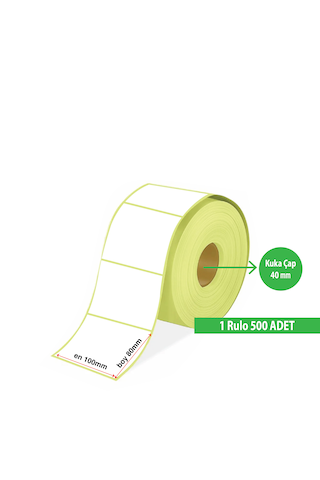 Termal Barkod Etiketi 80x100mm 1 Rulo 500 Sarım Termal Barkod Etiketi 80x100mm 1 Rulo 500 Sarım