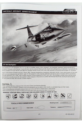 Kinetic K48127 1/48 Cf-104 Starfighter Savaş Uçağı, Plastik Model Kiti