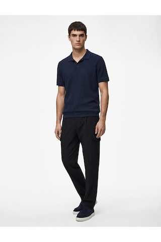 Koton Regular Fit Kısa Kollu Pamuklu Fitilli Polo Yaka Tişört Lacivert 6sam10069mk