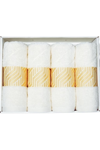 Vos Versa Bursa Varak Serisi 50x90cm %100 Pamuk 4lü Yüz Havlusu Beyaz Vvhm0020-377 - Beyaz
