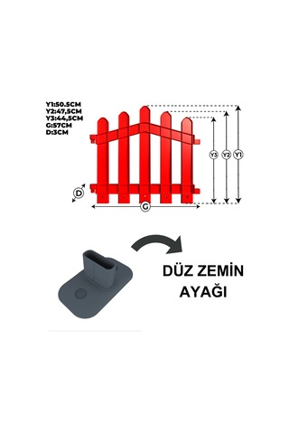 Dekoratif Plastik Alan Oluşturma Ve Bahçe Çiti 10 Adet Çit Y: 50 Cm / G: 5.5 M Sert Zemin Ayaklı - Antrasit Gri