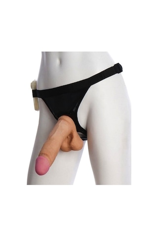 Erofoni Yeni Nesil Ultra Süper Realistik 19 CM Belden Bağlamalı Titreşimli Takma Strapon Vibratör Penis