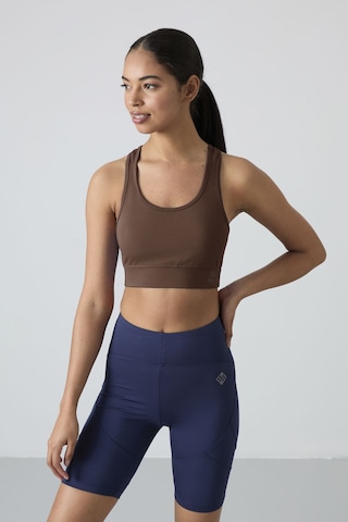 Kahverengi Sırt Detaylı Dar Kalıp U Yaka Kadın Spor Büstiyer - 97120 Kahverengi