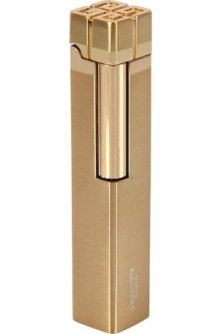 Parmida Slim Kare Metal Çakmak Gold Taşlı Gazlı