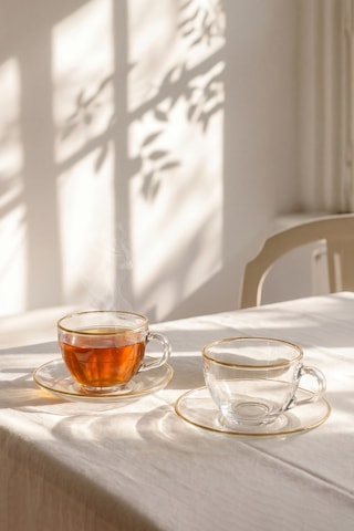 Pure Altın Yaldızlı 2'li Çay Fincanı Seti 240 Cc Çok Renkli