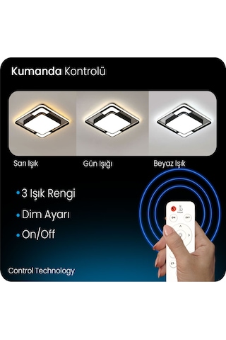 Işık Karesi Tavan Lambası,modern Led Aydınlatma Siyah