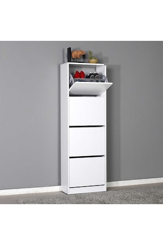 Flat Duo 4 Katlı Ayakkabılık Dolabı - Beyaz