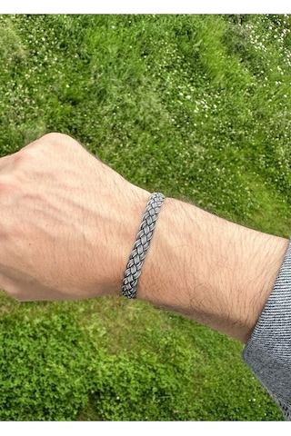 Kazzaze Oksitli Gümüş Kazaziye Dört Sıra Örgü Bileklik BIL031