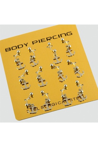 Çapa Çelik Piercing 1 Adet Çok Renkli