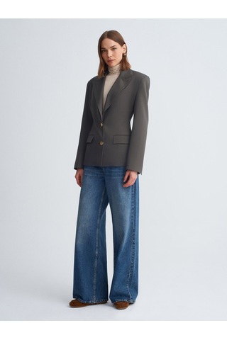 Dilvin 60774 Fitted Kesim Vatkalı Blazer-haki Haki