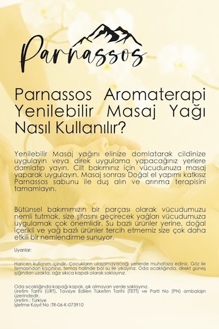 Parnassos Vanilyalı Yenilebilir Rahatlatıcı Doğal Masaj Yağı 150 ML