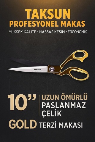 Lexroo Taksun Profesyonel Makas, No.1250, Paslanmaz Çelik, Karton, Kumaş Kesimi, Ergonomik