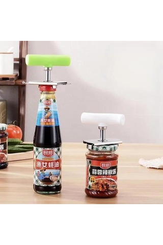 Youmex Yeşil Metal Kavanoz/şişe Açıcı, 9 Cm, Konforlu Abs Kolu, 2.5-9.5 Cm Kapak Çapı, Ev Gereci Yeşil