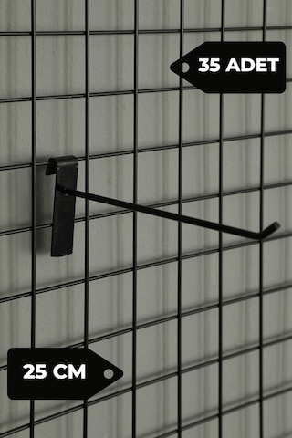 25 Cm 35 Adet Siyah Tel Pano Kancası Raf Askısı Siyah