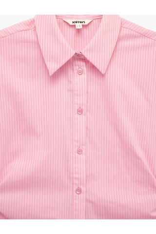 Koton Slim Fit Pamuklu Salda Kumaş Kolsuz Drape Detaylı Çizgili Gömlek Pınk Strıpe 6sak60482pw Pembe Çizgili