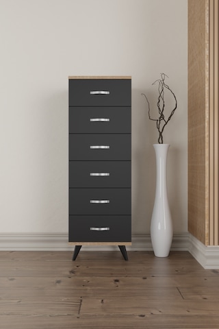 AE-3038 Belinda 6 Çekmeceli Şifonyer Antrasit Gri Komodin