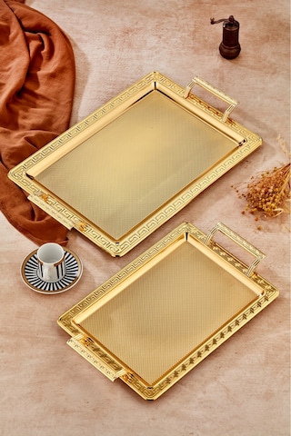 Cooker Özel Lüx Kare Paslanmaz Çelik Gold Tepsi Büyük Boy 100x120 Cm Altın