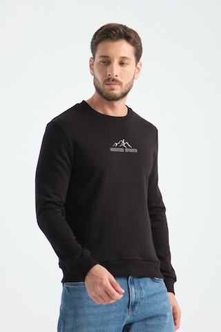 Shooter Sportwear Ribey Tekstil İth.ihr.san.tic.ltd.şti Erkek Üç İplik Sweatshirt Şardonsuz Pamuklu Regular Fit Bisiklet Yaka Spor Sweat siyah