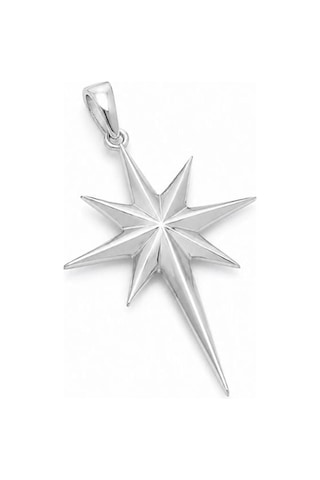 Oya Silver İri Gümüş Kutup Yıldızı Kolye 4x2.5 Cm Oyot403