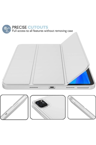 Apple Uyumlu iPad Pro 4. Nesil M2 2022 11 Inç Tablet Kılıf Uyku Modlu Kalem Bölmeli Silikon Koruyucu Kılıf