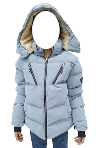 Erkek Çocuk /kız Çocuk Çapraz Fermuar Model Kapüşonu Çıkabilen İçi Peluş Astarlı Buz Mavi Renk Mont Açık Mavi