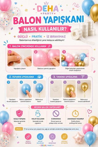 Cinsiyet Partisi Balon Zinciri Süsleme Seti 30 Mavi Balon, 30 Pembe Balon, Balon Yapıştırma + Zincir Mavi - Pembe