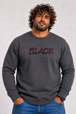 Starbattal Erkek Büyük Beden Sıfır Yaka 3ip Sweat Black 24202 Antrasit Melanj-2850