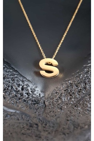 Vog Kişiye Özel Üç Boyutlu Çelik S Harf Sarı Renkdeniz Ve Havuz Suyuna Dayanıklı Paslanmaz Kolye Sarı