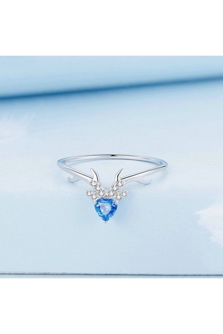 Fastbuy Bsr338 S925 Beyaz Altın Plated Mavi Kalp Venek Zirkonya Aksesuar Giyilebilir El Ringi No.6 Çok Renkli Çok Renkli