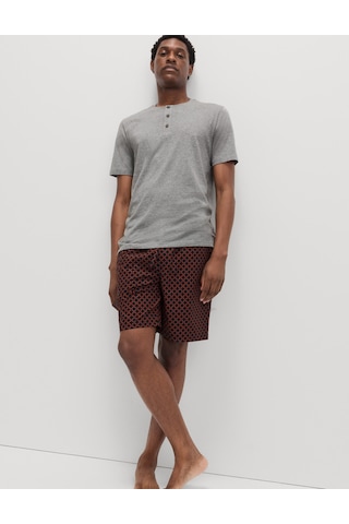 Marks & Spencer Geometrik Desenli Pijama Takımı T07000078 Gri