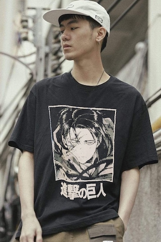 Noıssey Wed Hunors Sportswear & Company Siyah Renk Attack On Titan Levi Ackerman Unisex Anime T-shirt
