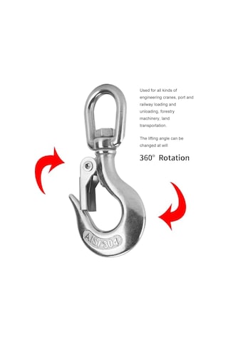 Tenfowee 304 Paslanmaz Çelik 360 Derece Döner Yük Kanca, 150kg Yük Kapasitesi, Mühendislik Vinçleri İçin Dayanıklı Güvenli Asma Aracı