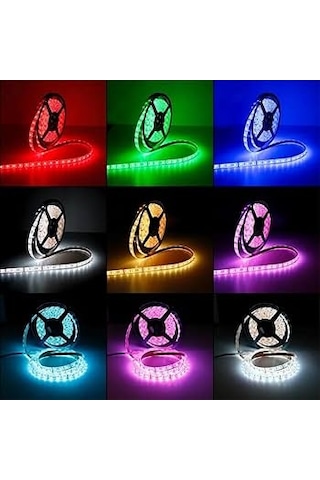 5metre Led Şerit 5050 Dc12v Mavi Renkli 60led/m Ip65 Işık Aydınlatma Lambası Hortum Kendinden Yapışkanlı Mavi