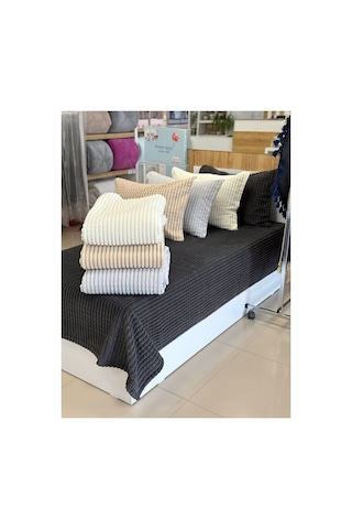 Ete Hometex Merinos Modern Lıne 2 Prç.battaniye Ve Yatak Örtüsü Seti Antrasit 8696474231362