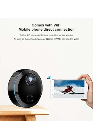 Yuntech01 1080p Hd Gizli Wifi Kameralı - Akıllı Hareket Algılama, Gece Görüşü Ve Canlı Video Kaydı Fonksiyonlu Siyah Mini İzleme Kamerası
