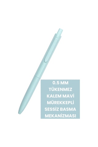 0.5 Mm Tükenmez Kalem Mavi Mürekkepli Sessiz Basma Mekanizması Amerikan Markası Writech Üretim Pembe