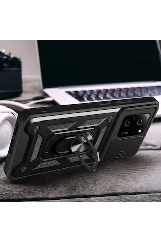 Xiaomi Mi 13t 13t Pro Kılıf Standlı Yüzüklü Kamera Sürgülü Kapak