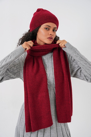 Kadın Triko Atkı Bere 15939 - Bordo Bordo