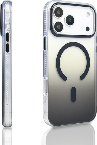 Apple Uyumlu iPhone 17 Pro Max Kılıf Transparan Renk Geçişli M-safe Şarj Özellikli Toros Kapak Siyah