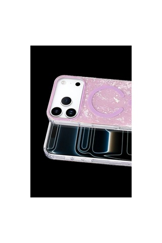 Onegif Apple iPhone Uyumlu 17 Pro Max Mila Dalgalı Magsafe Kapak - Lila Düz Renkli