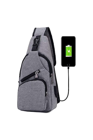 Usb Şarj Ve Kulaklık Girişi Bulunan Erkek Omuz Çantası, Göğüs Çantası