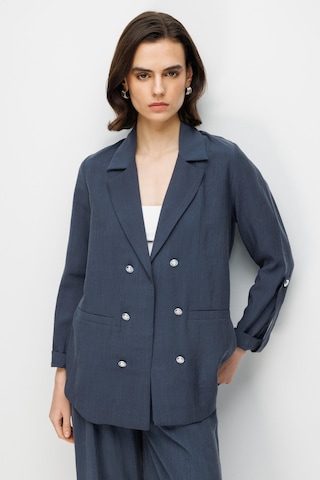 Mixray 4833 Kadın Blazer Ceket Palazzo Pantolon İkili Takım Lacivert Lacivert