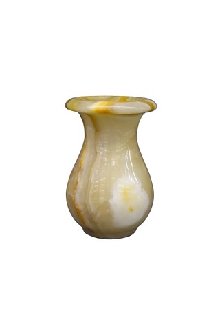 Doğal Oniks Taş Lale Vazo Şık Ve Dekoratif El İşçiliği-12cm