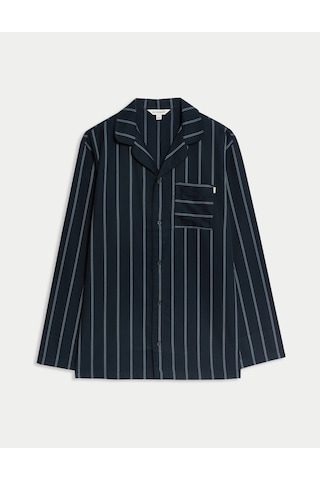 Marks & Spencer Saf Lyocell Çizgili Pijama Üstü T07001325a Lacivert
