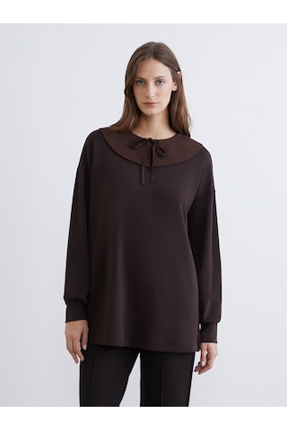 Lcw Everyday Kahverengi Bebe Yaka Oversize Kadın Sweatshirt Tunik