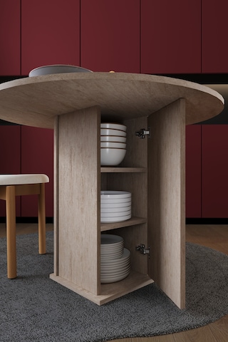 Modern Dolaplı 4 Kişilik Mutfak Yemek Masası %100 Mdf Mutfak Yemek Odası Masası Ym04 Sidon