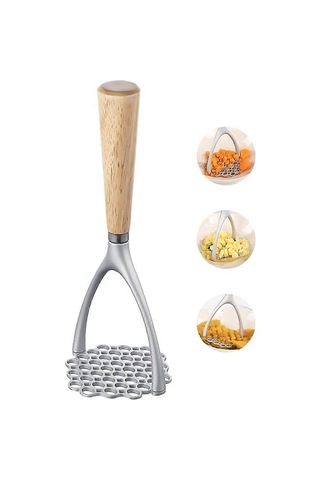 Ahşap Saplı Patates Maskesi, Mutfak Aleti İçin Manuel Patates Presi, Alüminyum Alaşımlı Patates Ezici Kabarık Patates Püresi