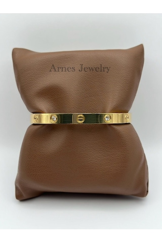 Arnes Jewelry Çelik Kelepçe Bileklik Ar83 Gold