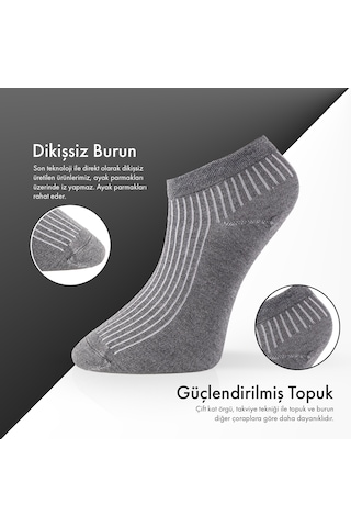 Lion Monroe Saf Bambu Erkek Patik Düz Kısa Gri Çorap Dikişsiz Premium Kutulu 6'lı L5952aznp Softaura