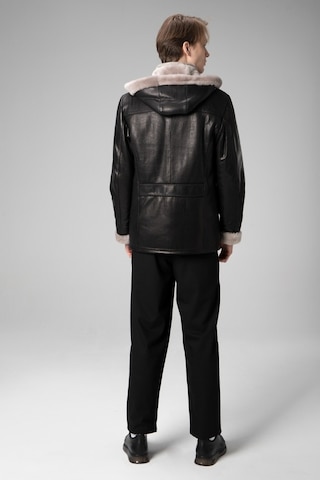 Dericlub E2218 Jumbo Içi Kürklü Kapüşonlu Gerçek Deri Erkek Kaban Siyah (556307811) Siyah